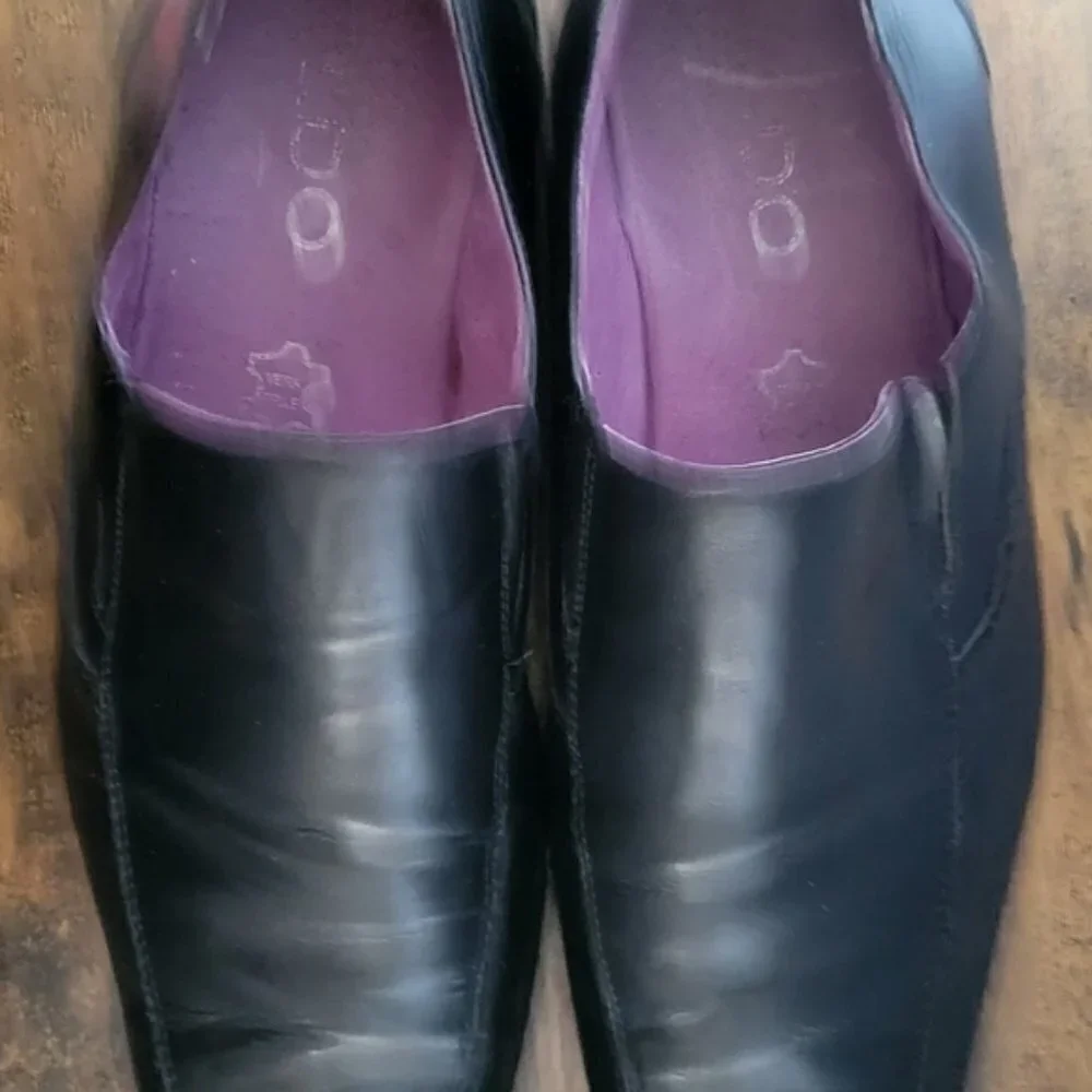 Aldo Men’s Black Leather Slip-On Dress Shoes | Sleek Square Toe - Size 9
